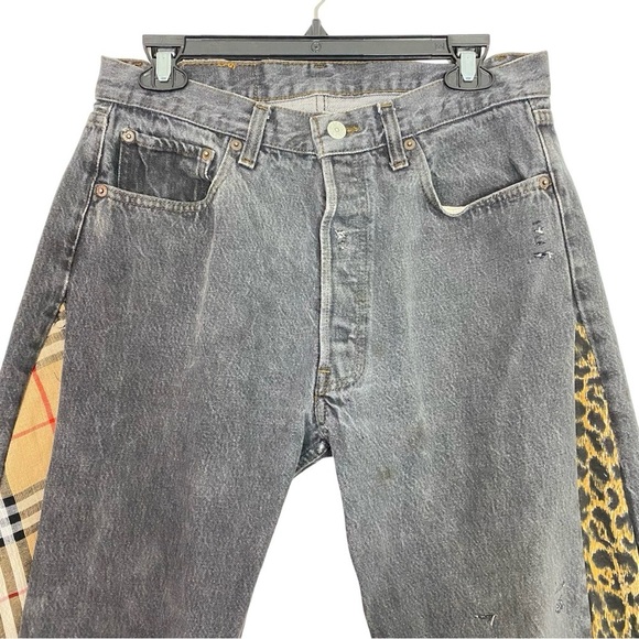 Vintage 80s Levi’s 501 - 0658 Custom Jeans Waist 29 Women Size 6 8 Leopard Plaid - Picture 3 of 16